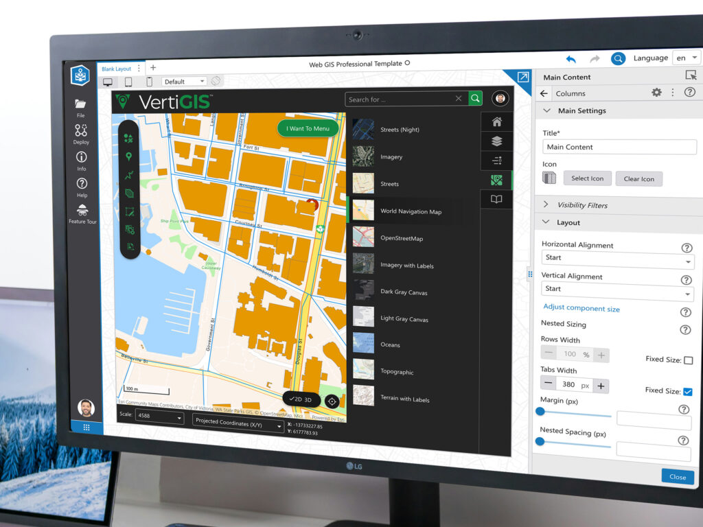 Map viewer app building interface