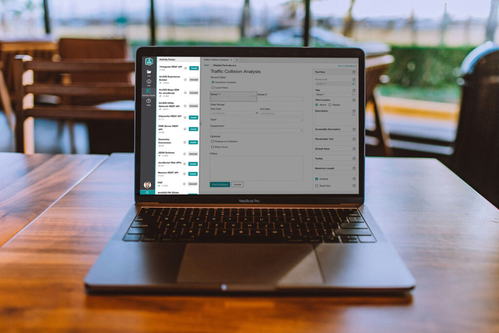 Laptop on a wooden table