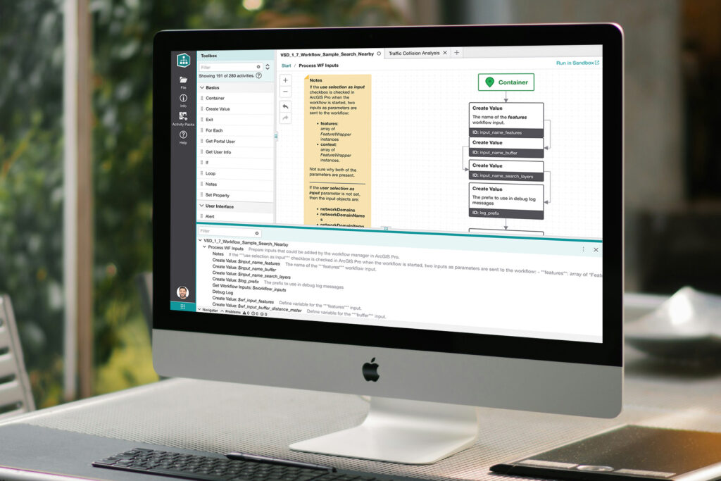 iMac running the Workflow application