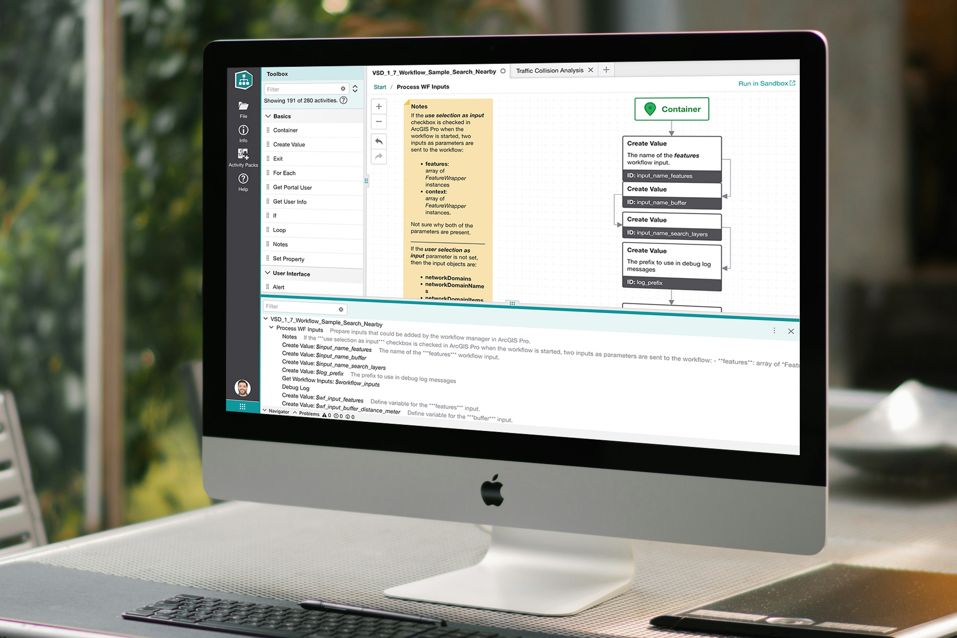 iMac running the Workflow application